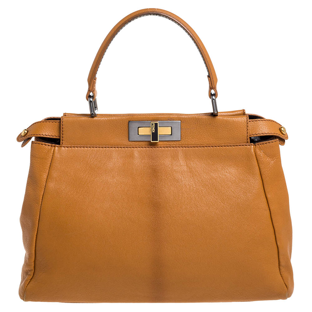 Fendi Tan Leather Medium Peekaboo Top Handle Bag Fendi | TLC