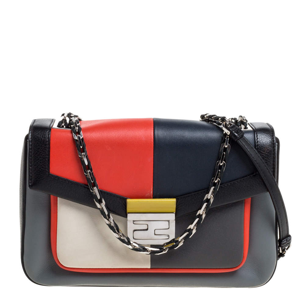 Pre Owned Fendi Multicolor Leather Be Baguette Shoulder Bag