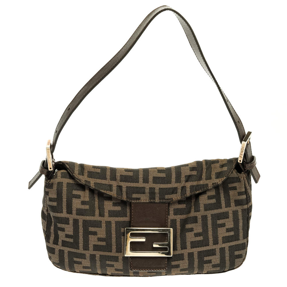 مملوكة مسبقًا Fendi Tobacco Zucca Canvas And Leather Mama Baguette Bag