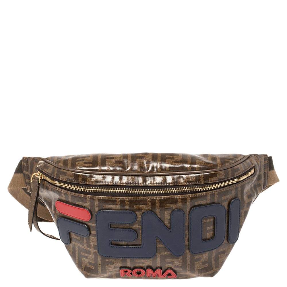 Fendi Brown Zucca Coated Canvas and Leather Spalmati Mania Belt Bag