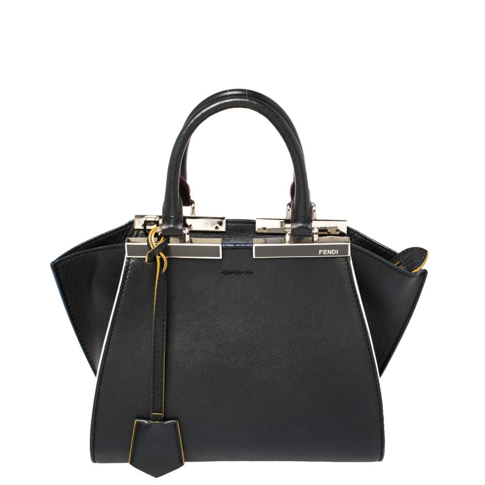 Pre Owned Fendi Black Leather Petite 3Jours Tote