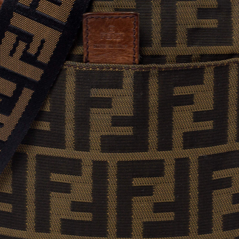 Pre Owned Fendi Tobacco Zucca Canvas Flat Messenger Bag