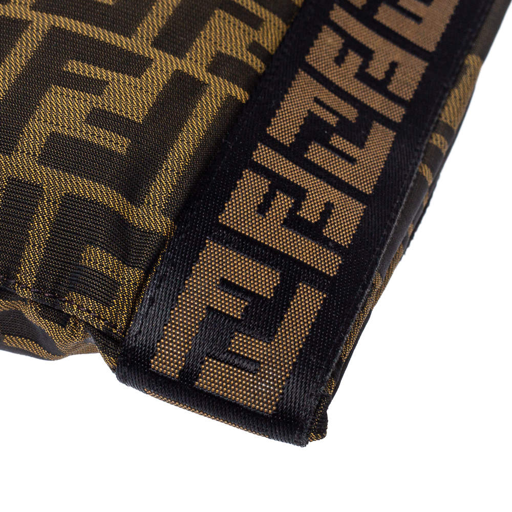 Pre Owned Fendi Tobacco Zucca Canvas Flat Messenger Bag