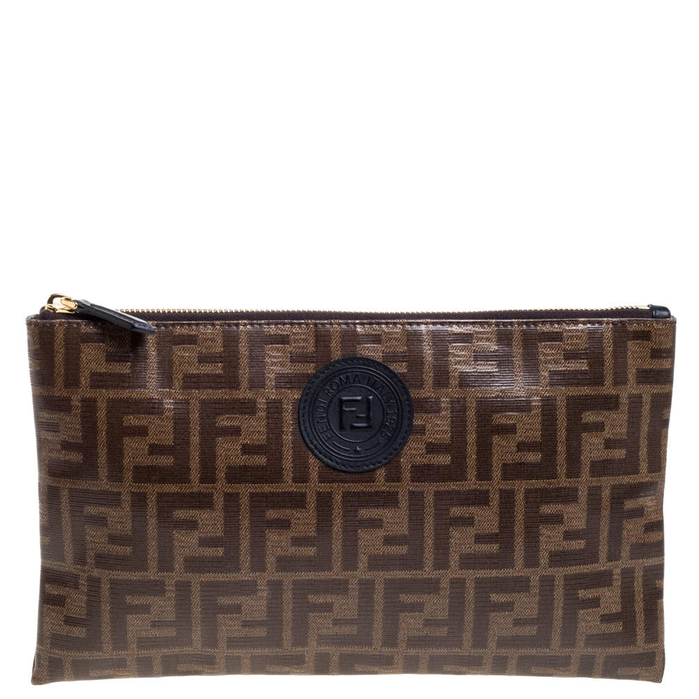 Pre Owned Fendi Coated Canvas FFreedom Pouch Bag