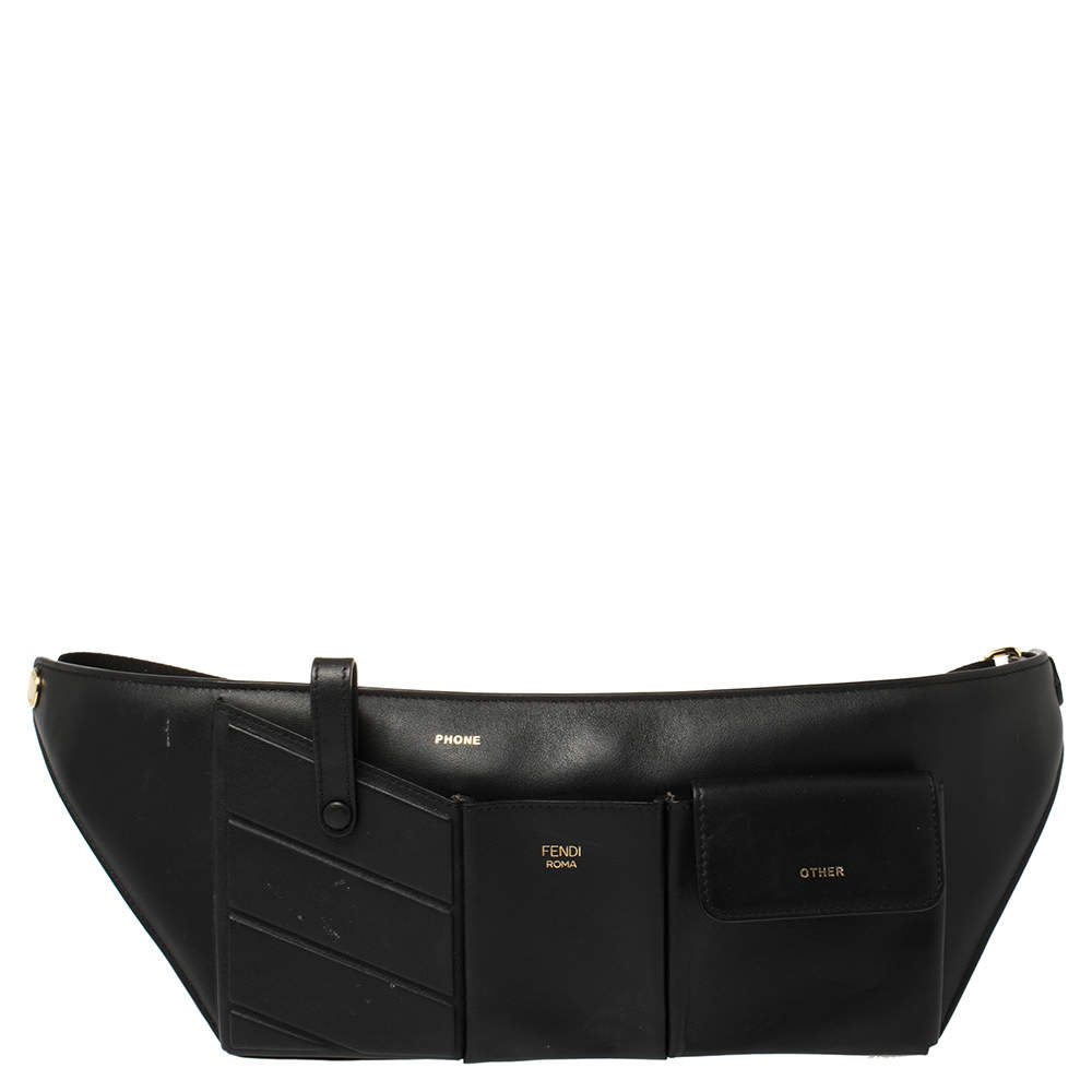 Pre Owned Fendi Black Leather Belt Bag