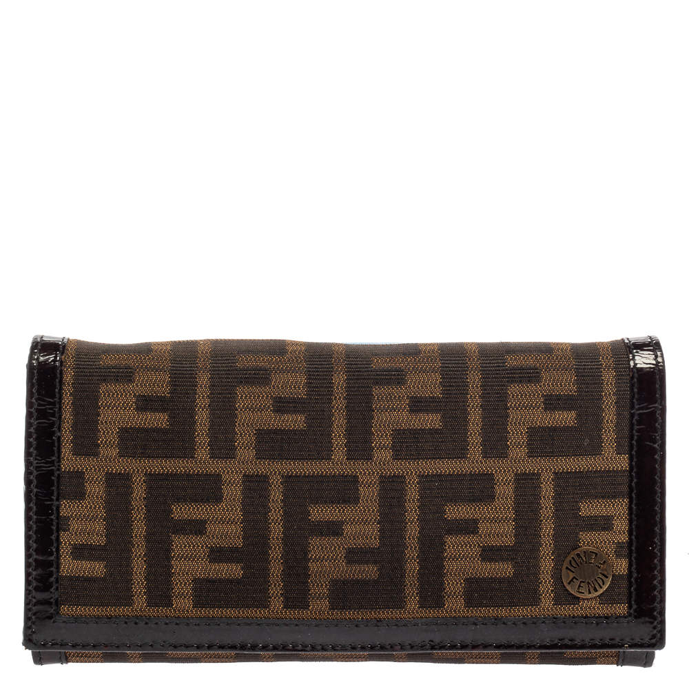 مملوكة مسبقًا محفظة كونتينيتال فندي كانفاس توباكو زوكا وجلد لامع بقلاب