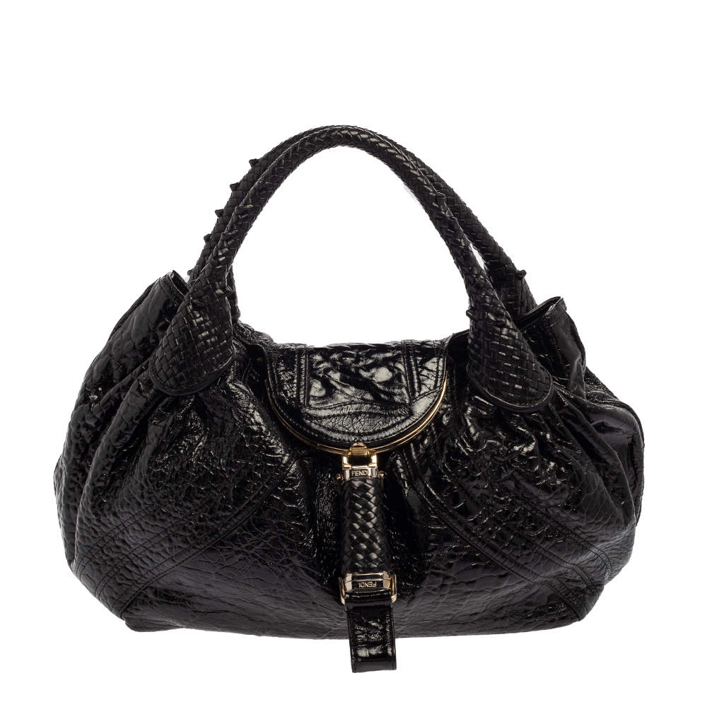 Pre Owned Fendi Black Nappa Leather Spy Hobo