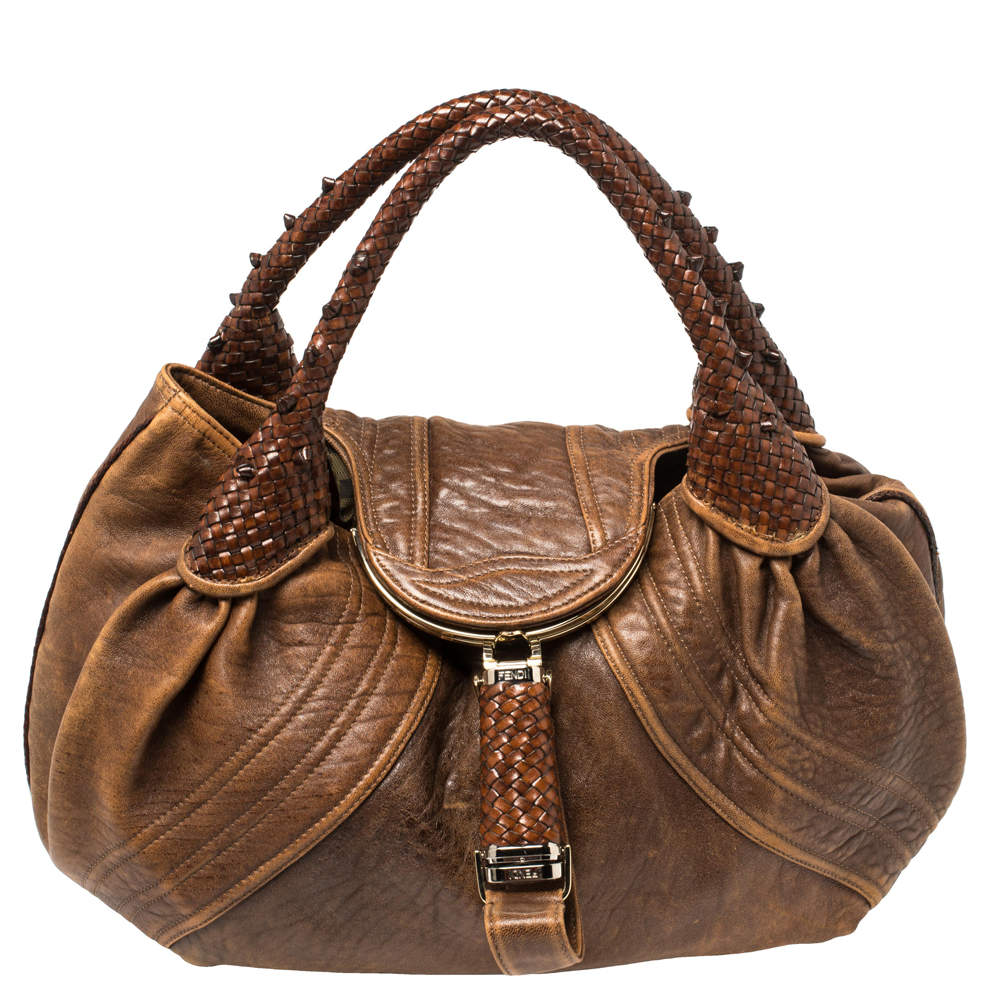 Pre Owned Fendi Brown Leather Spy Bag