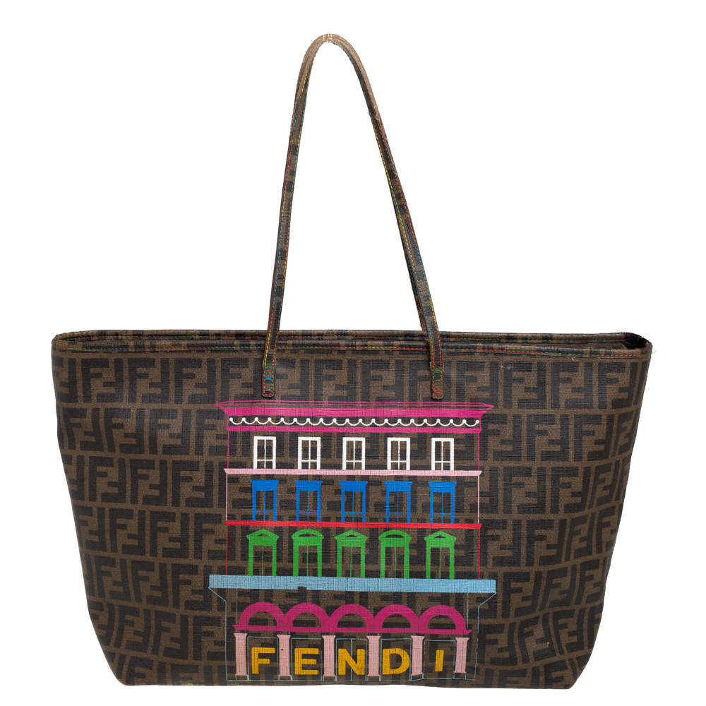 Fendi Tobacco Zucca Coated Canvas Spalmati Roll Shopper Tote Fendi