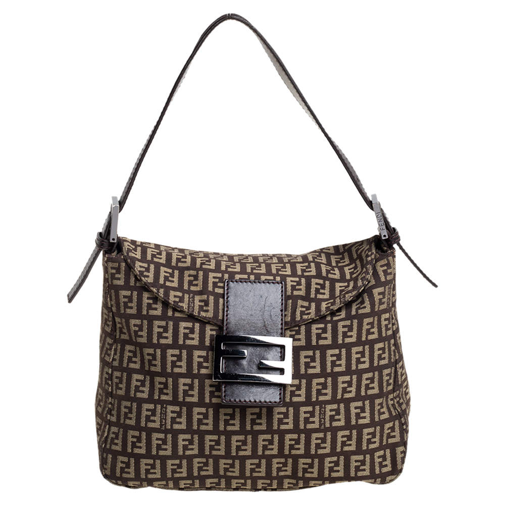 مملوكة مسبقًا Fendi Brown Zucchino Canvas and Leather Baguette 