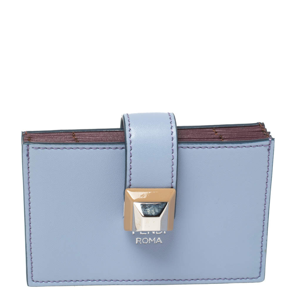 مملوكة مسبقًا محفظة بطاقات فندي بنفسجي فاتح مرصعة