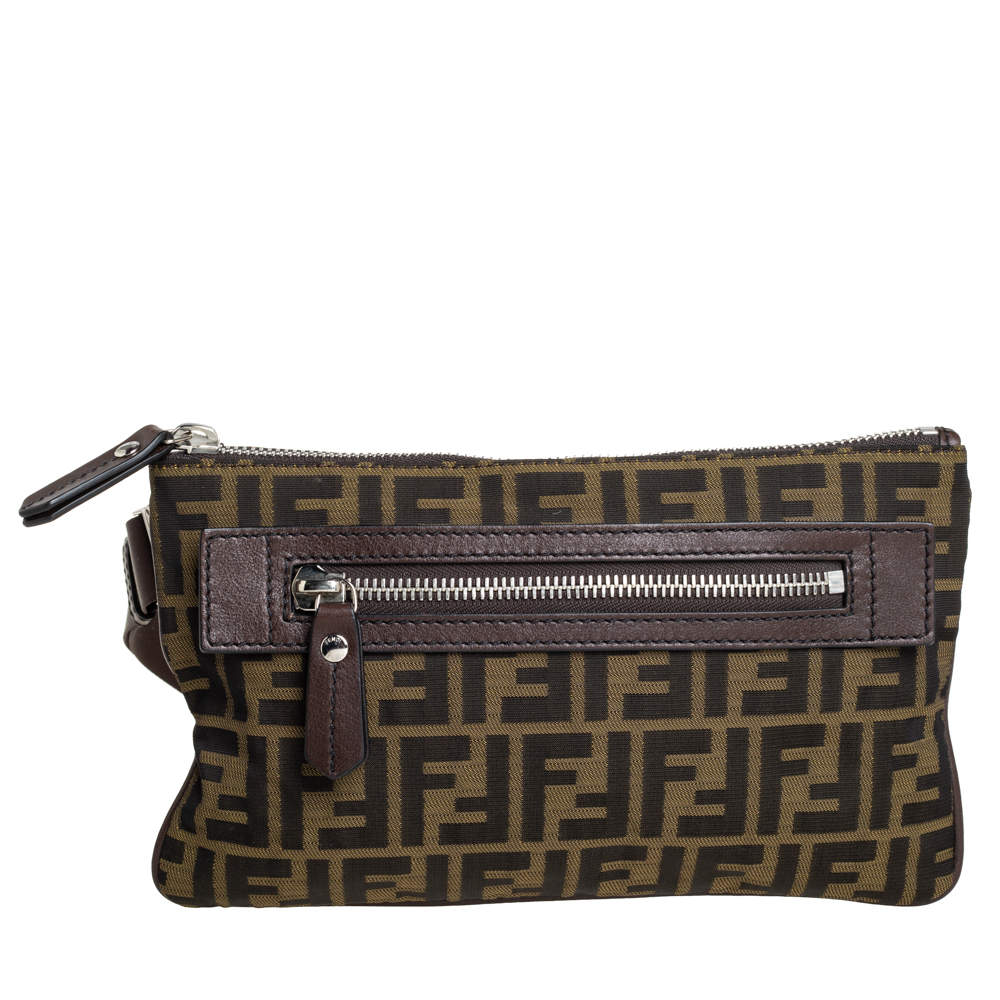 Fendi Tobacco Zucca Canvas Slim Waist Belt Bag