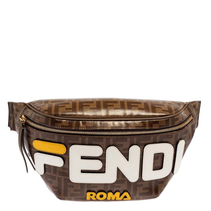 Fendi Brown Zucca Coated Canvas Spalmati Mania Belt Bag