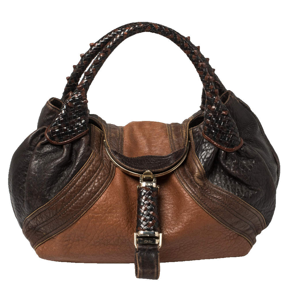 Pre Owned Fendi Brown Pebbled Leather Crispe Spy Bag 