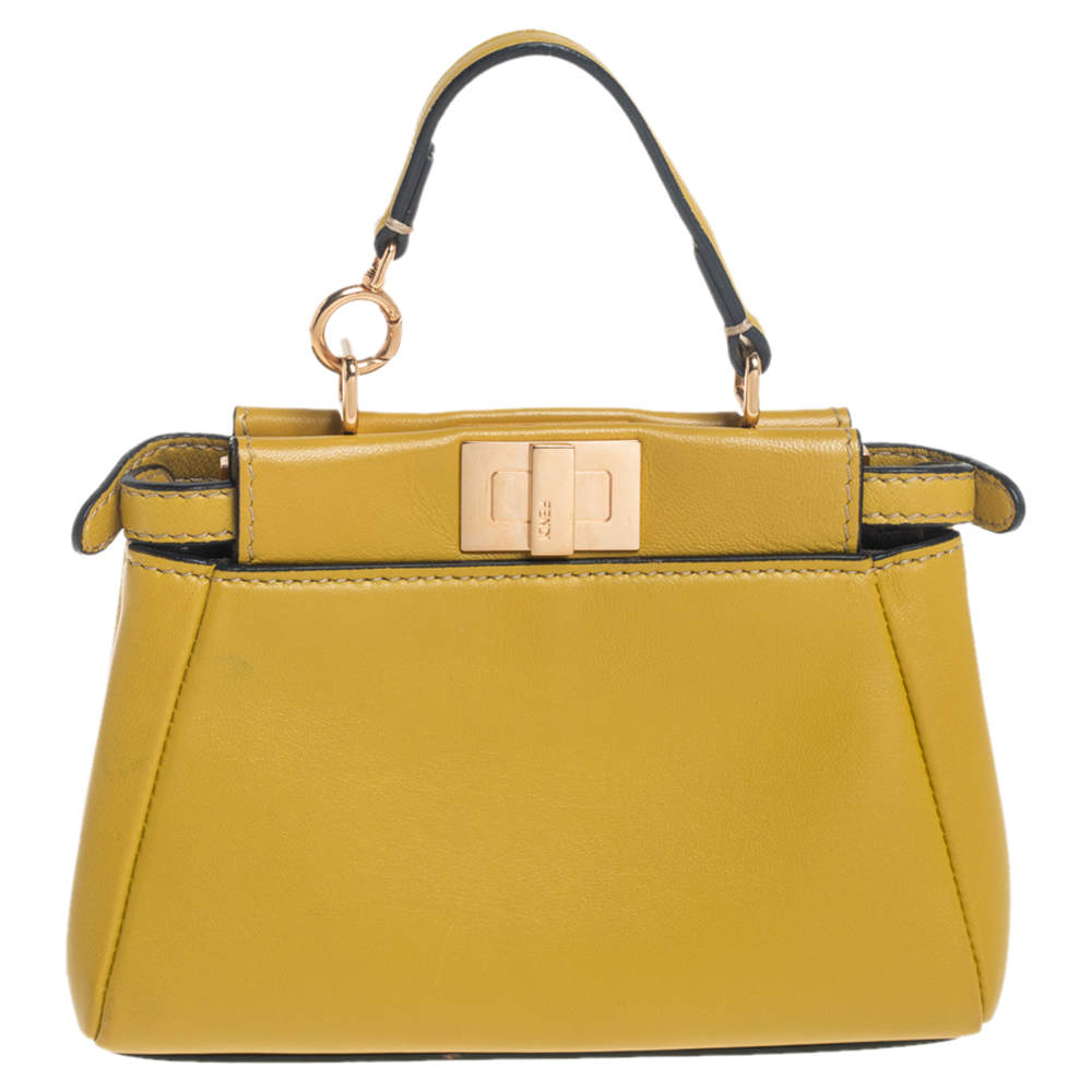 Fendi Yellow Leather Micro Peekaboo Crossbody Bag Fendi | TLC