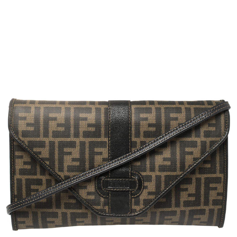 Fendi Tobacco Zucca Coated Canvas and Leather Vintage Envelope Flap ...