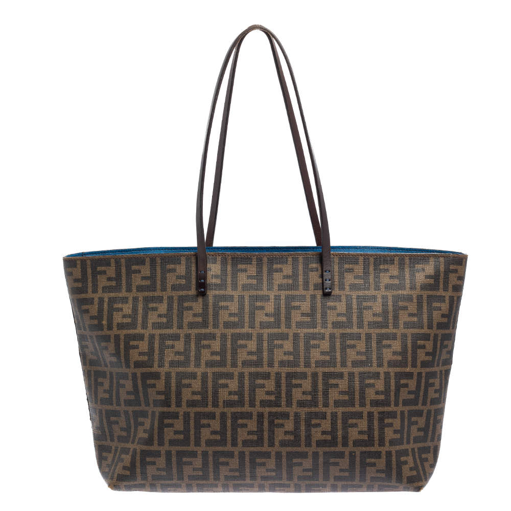 Fendi Tobacco Zucca Coated Canvas Large Roll Shopper Tote