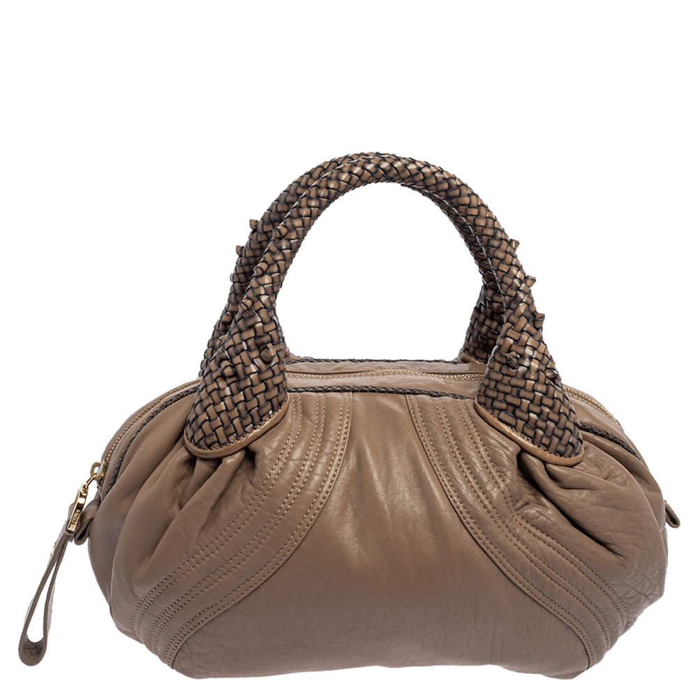 Pre Owned Fendi Brown Leather Spy Hobo