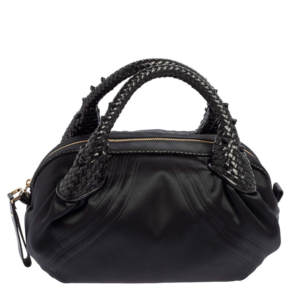 Pre Owned Fendi Black Satin Baby Spy Bag