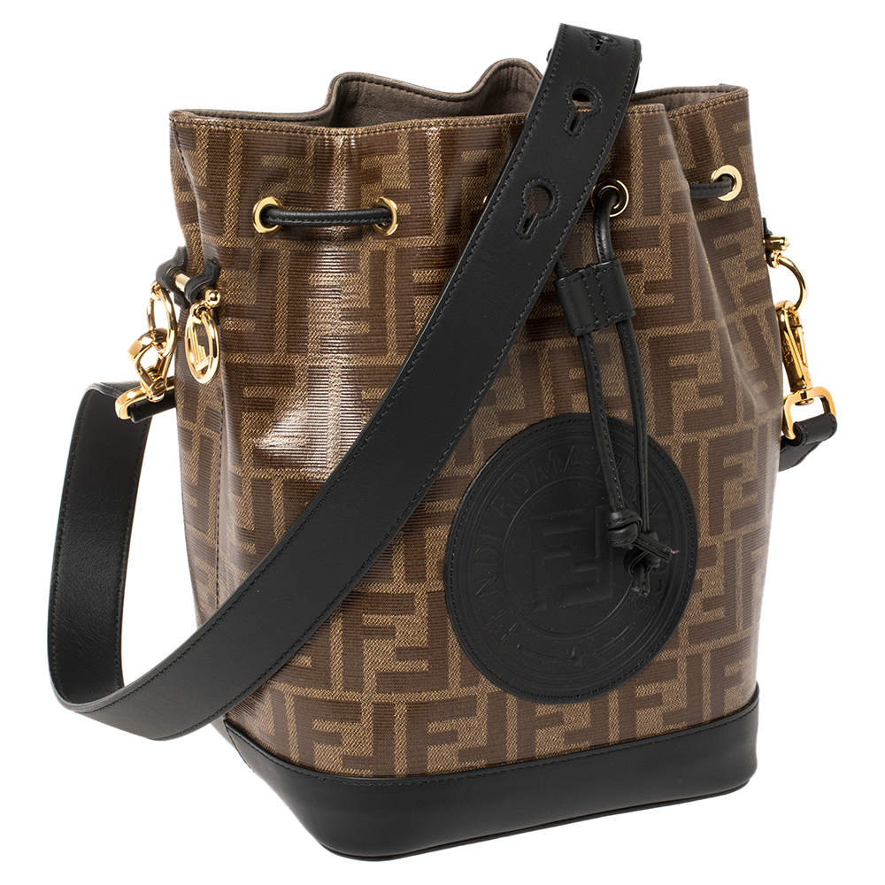 Fendi Mon Trésor Large Printed Coated-canvas And Leather Bucket Bag in  Brown