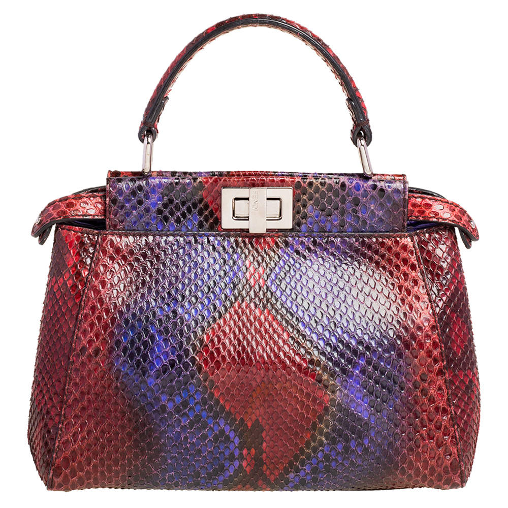 Fendi Multicolor Python Mini Peekaboo Top Handle Bag Fendi The Luxury