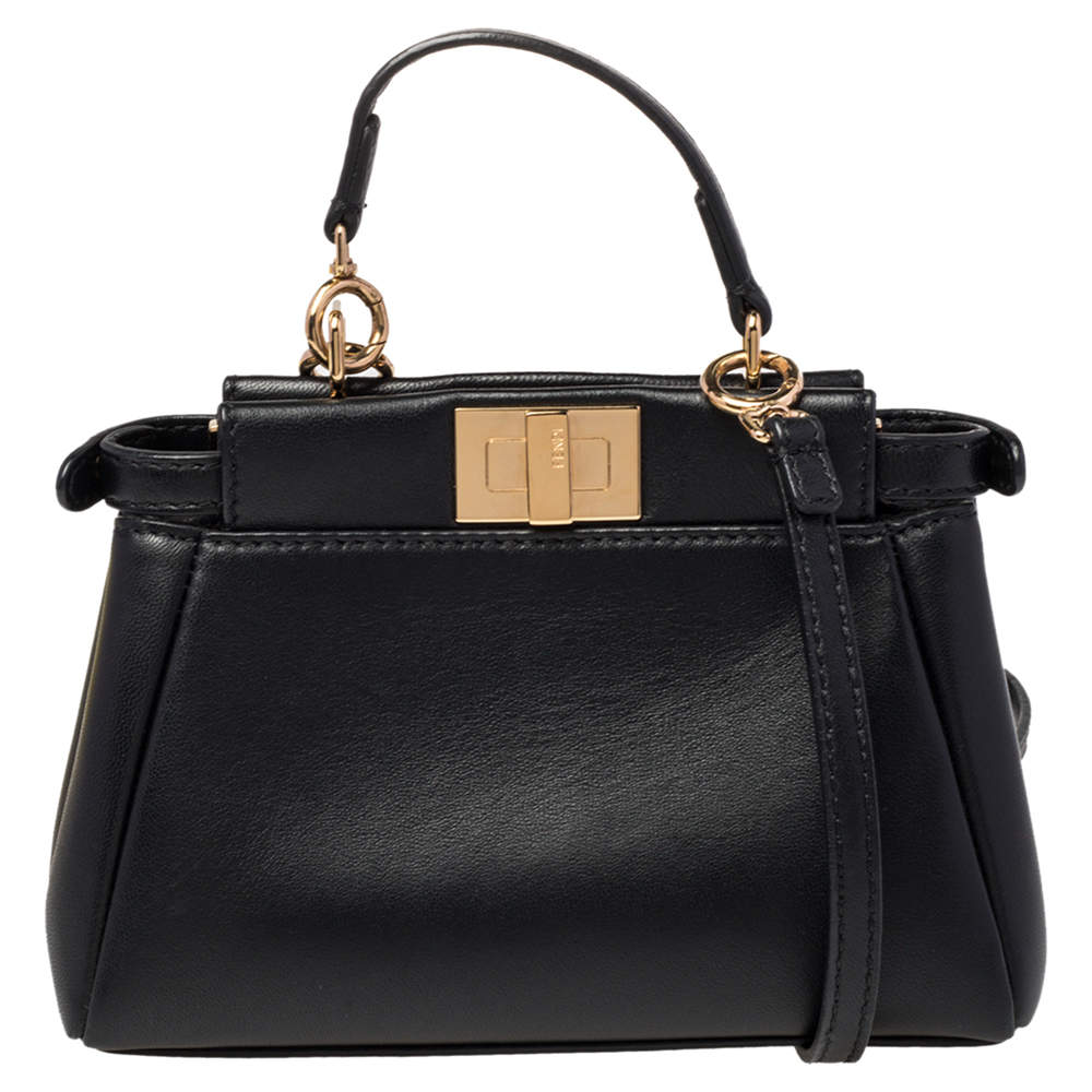 Fendi Black Leather Micro Peekaboo Crossbody Bag Fendi | The Luxury Closet
