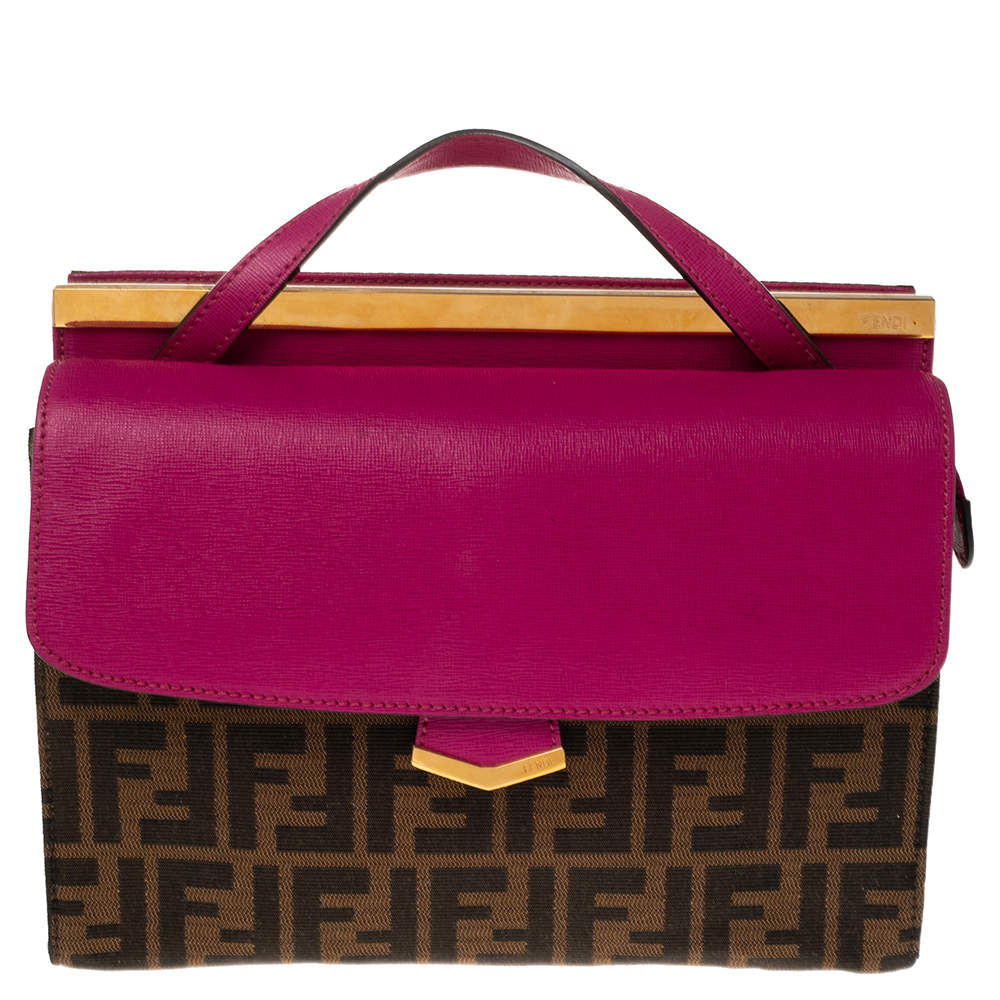 Pre Owned حقيبة كتف فندي دمي جور صغيرة جلد منقوش رصاصية داكنة