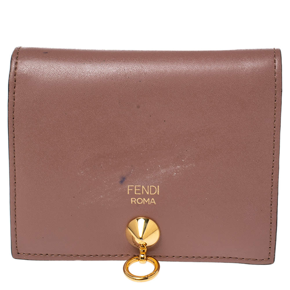Pre Owned Fendi Old Rose Leather By The Way Bifold Wallet