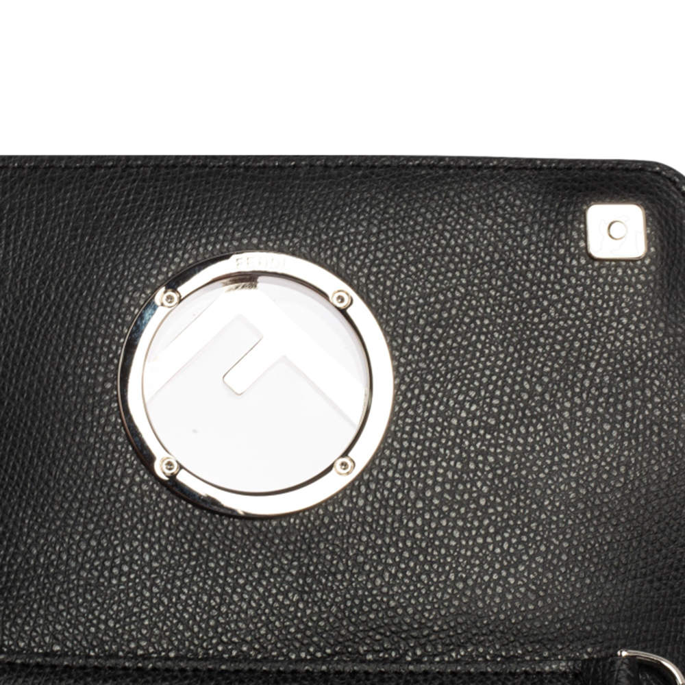 Fendi Black Leather Small Divisa F Wallet On Chain Clutch Fendi