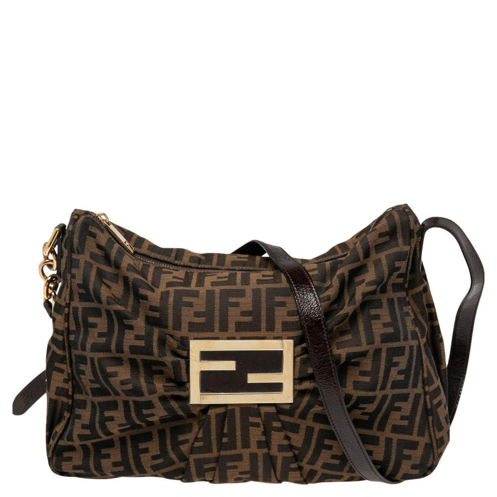 Fendi Tobacco Zucca Canvas Zip Shoulder Bag Fendi | The Luxury Closet