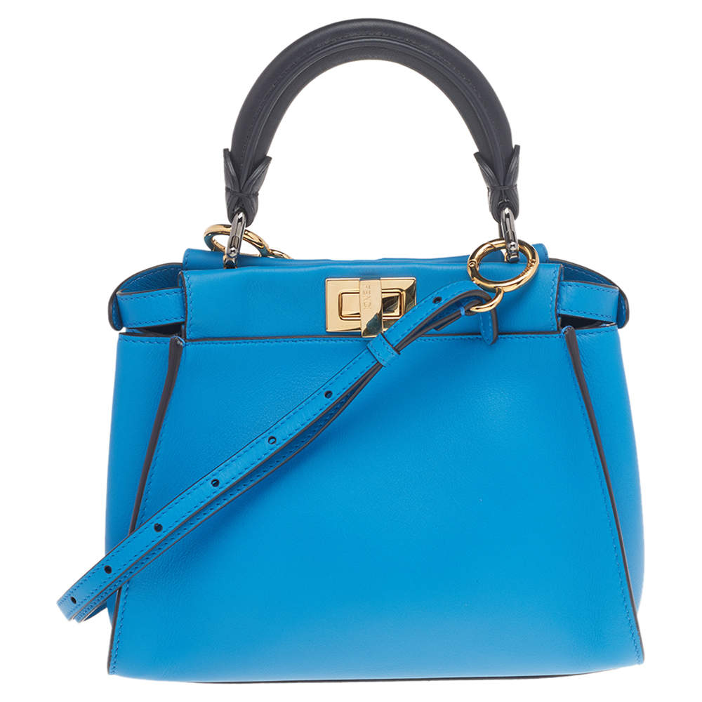 Fendi Two Tone Blue Leather Mini Peekaboo Top Handle Bag Fendi | TLC