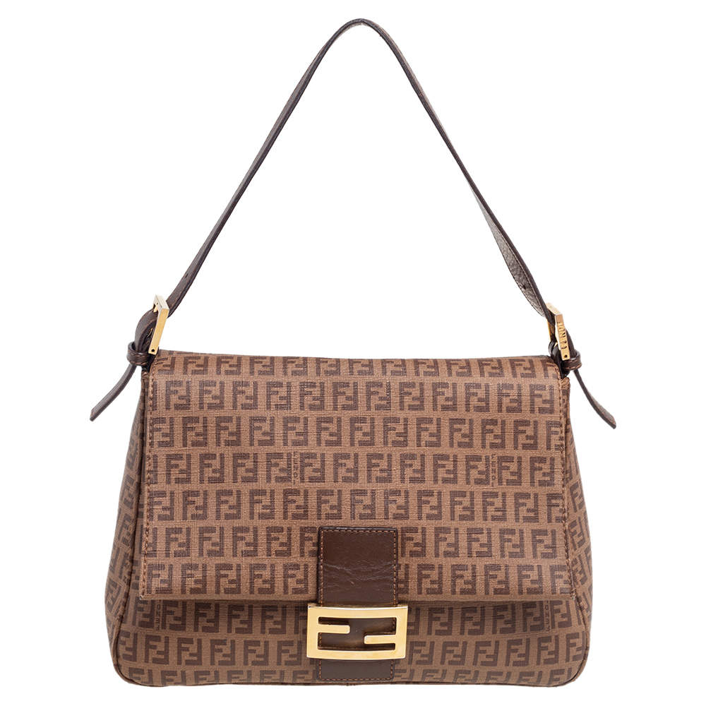 Pre Owned Fendi Brown Zucca Coated Canvas Big Mama Forever Shoulder Bag