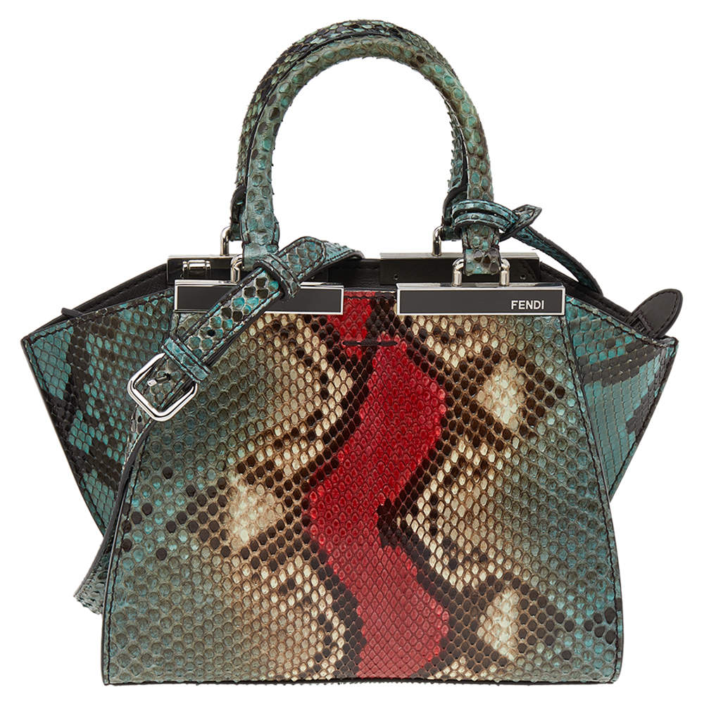 Pre Owned Fendi Multicolor Python Leather Mini 3Jours Tote