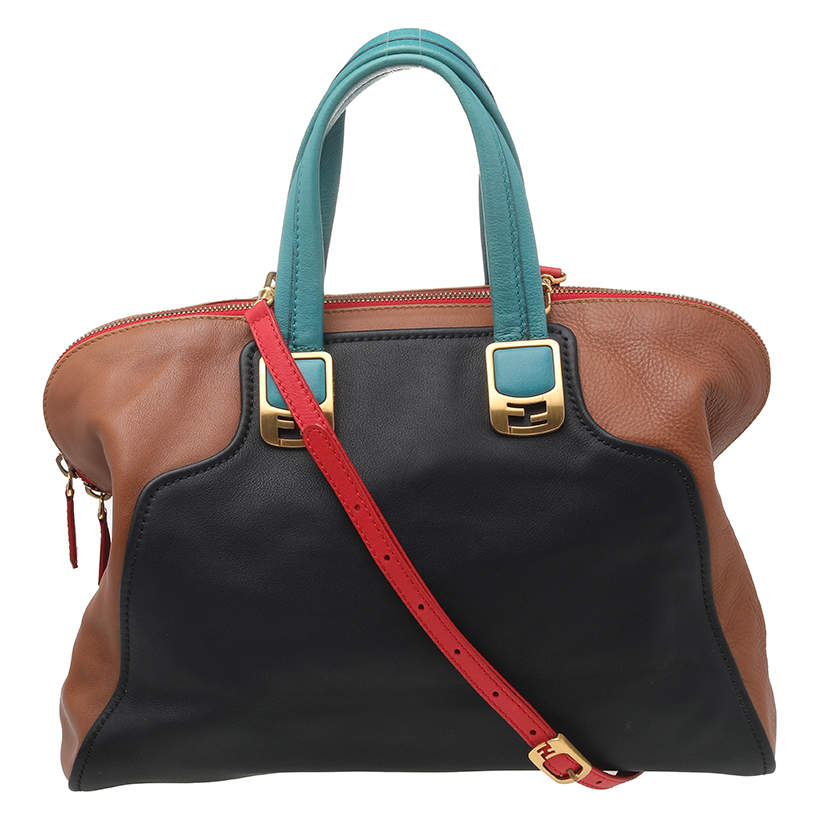 Pre Owned Fendi Multicolor Leather Large Chameleon Tote