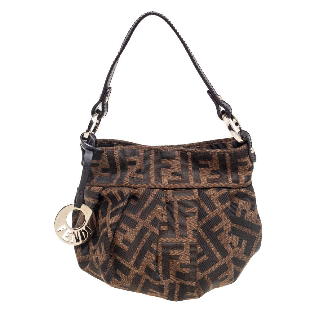Pre Owned Fendi Tobacco Zucca Canvas and Leather Mini Chef Bag