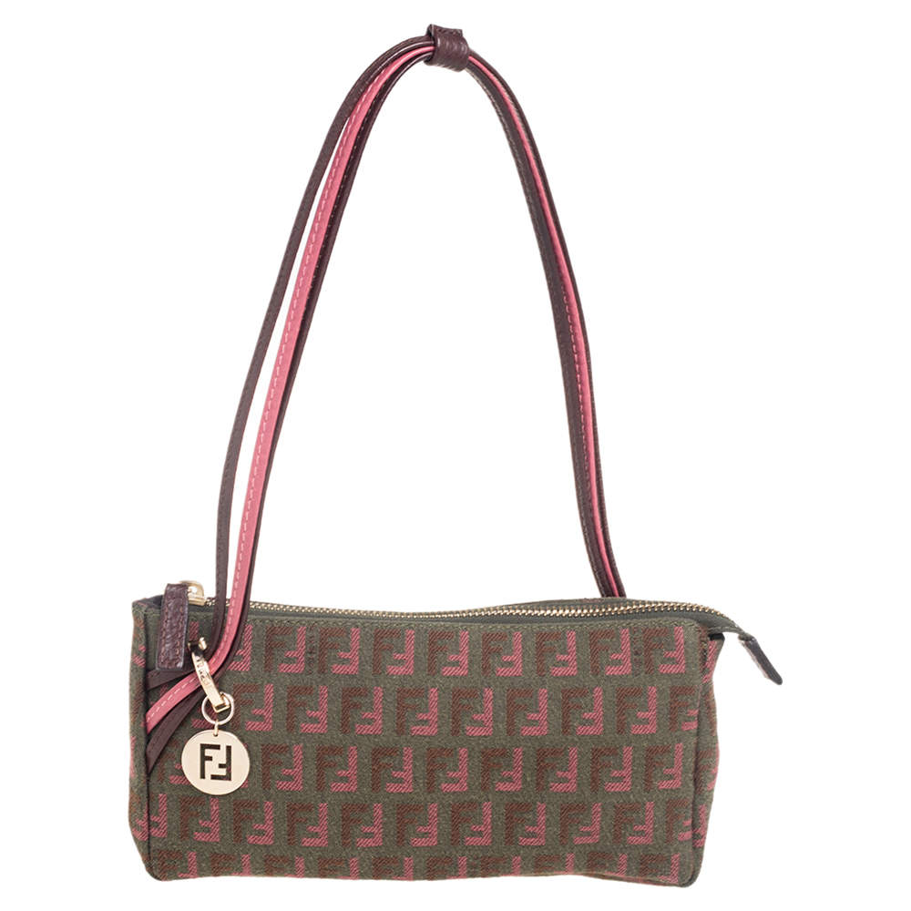 Pre Owned Fendi Tricolor Zucca Canvas Pochette