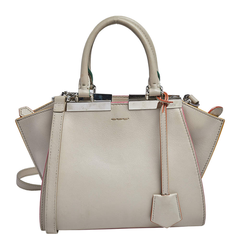 Pre Owned Fendi Beige Leather Petite 3Jours Tote