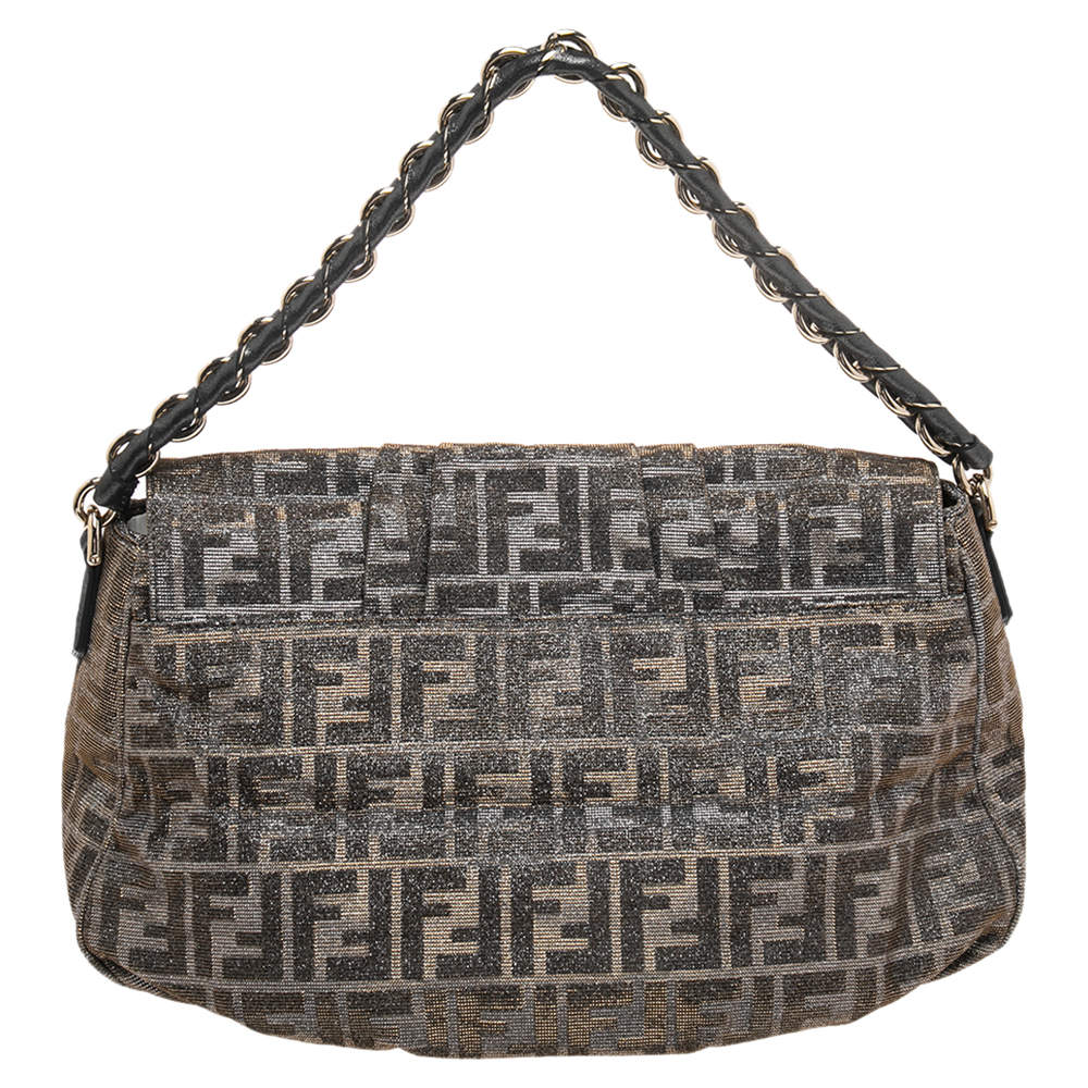 FENDI: Baguette bag in fabric with FF jacquard pattern and sequins