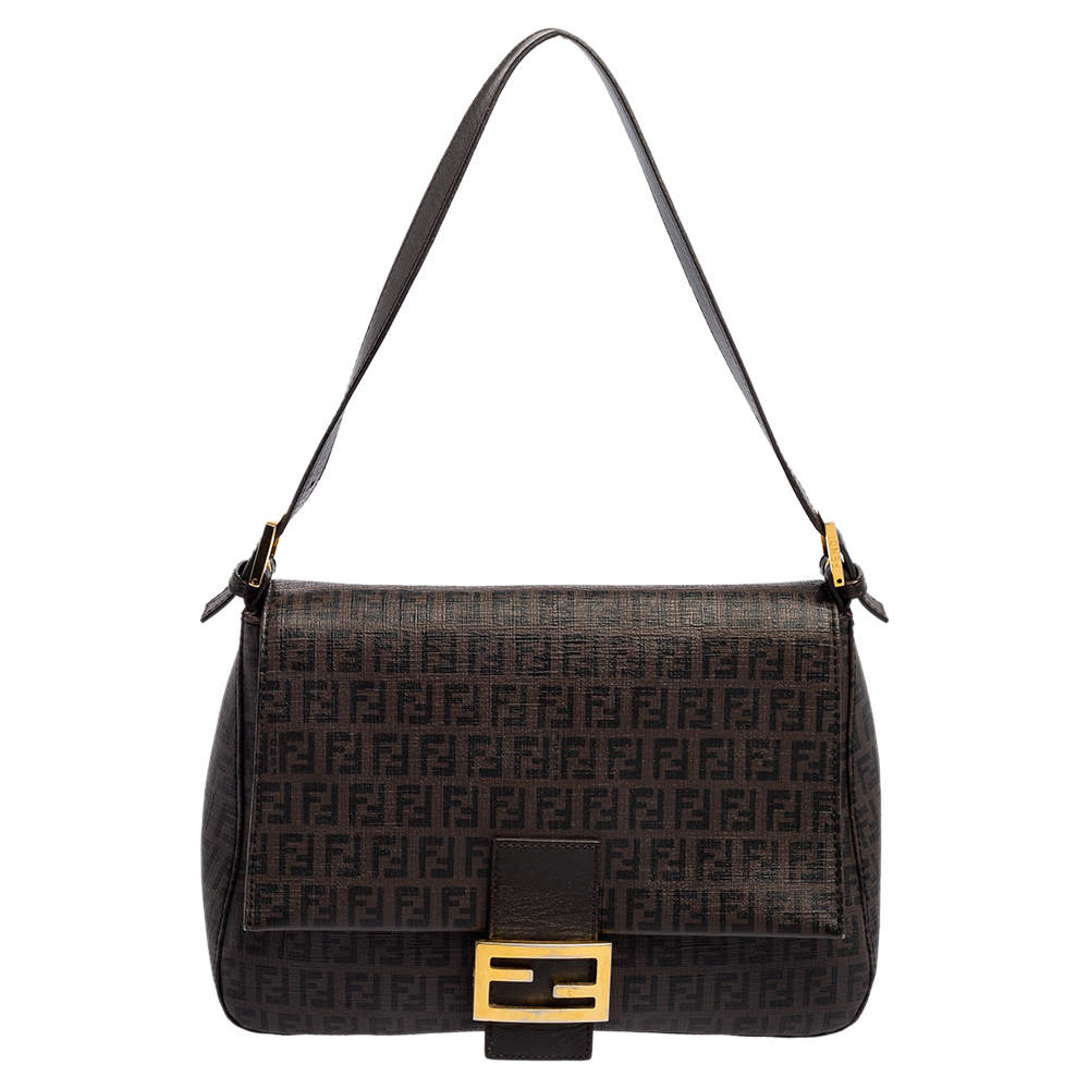 Pre Owned Fendi Brown Zucca Coated Canvas Big Mama Forever Shoulder Bag