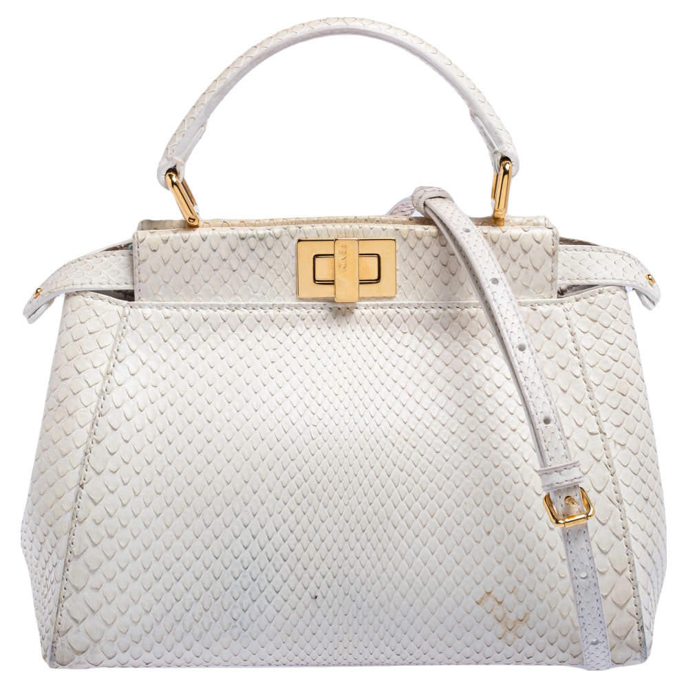 White fendi peekaboo bag hot sale