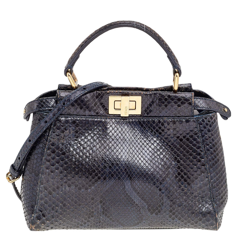 Fendi Navy Blue/Black Python Leather Mini Peekaboo Bag Fendi | The ...