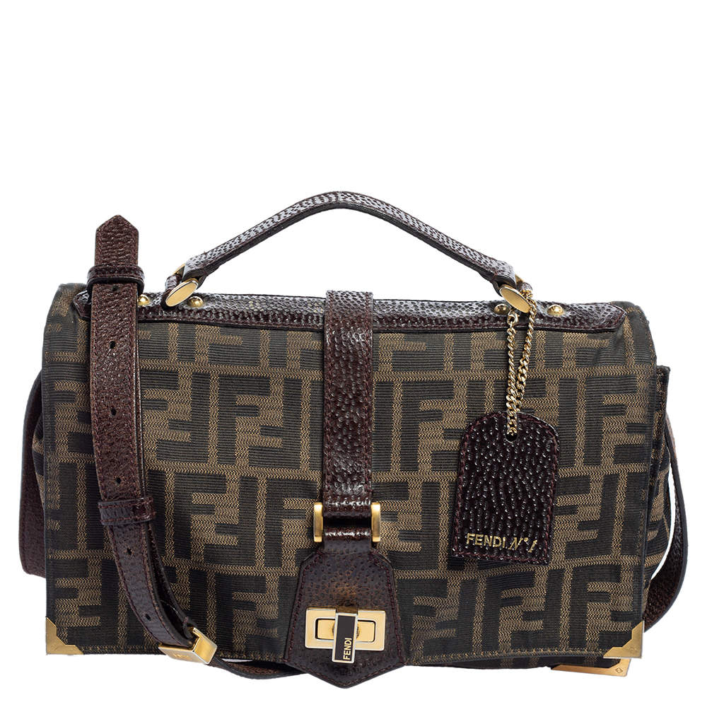 Pre Owned Fendi Brown Zucca Canvas Classico No. 1 Satchel