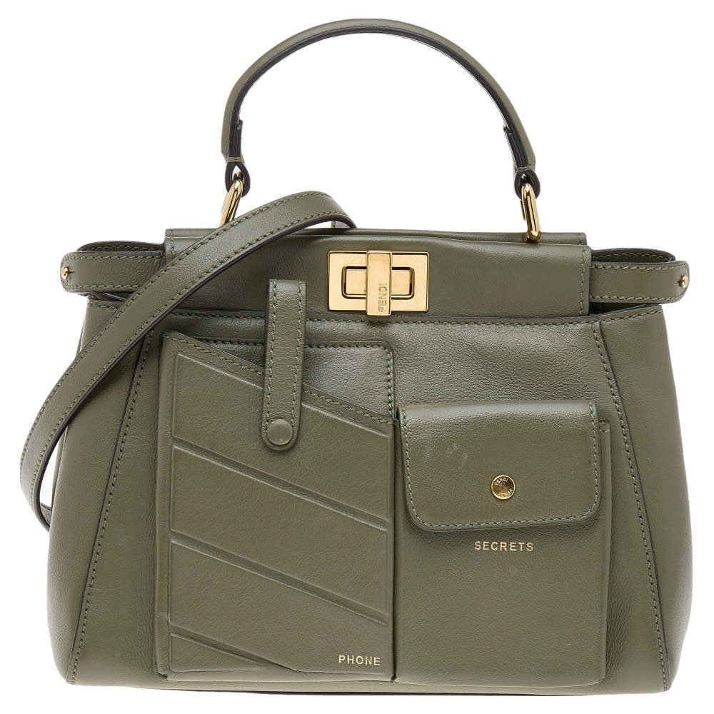 Fendi Green Leather Peekaboo Top Handle Bag Fendi The Luxury Closet