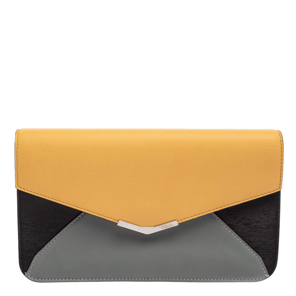 Pre Owned Fendi Multicolor Leather 2Jours Envelope Clutch