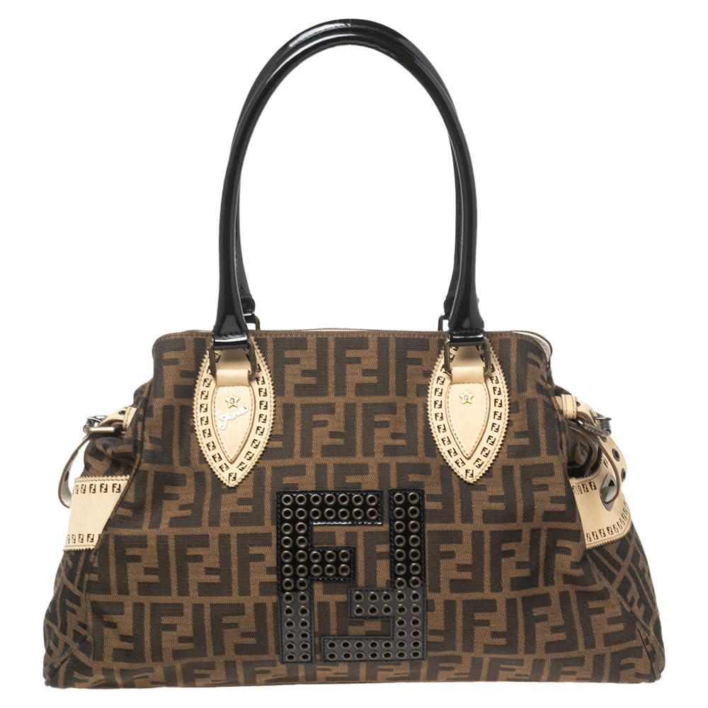 Pre Owned Fendi Brown Zucca Canvas Medium De Jour Bag