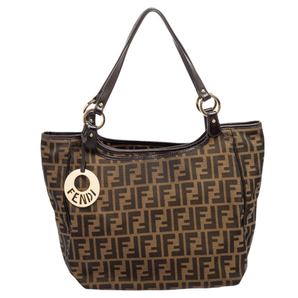 Pre Owned Fendi Tobacco Zucca Canvas and Leather Chef Shopper Tote
