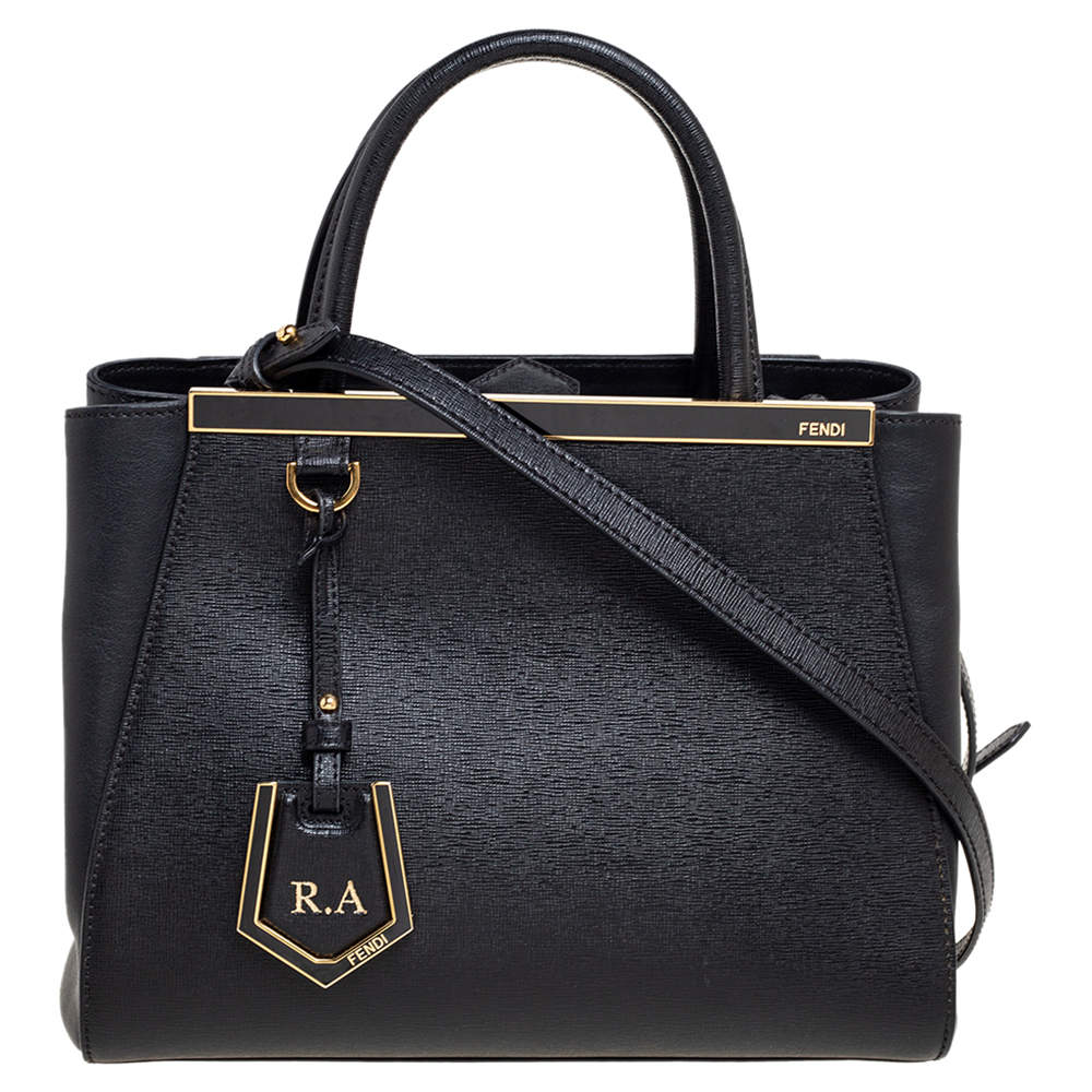 Pre Owned Fendi Black Leather Small 2Jours Tote
