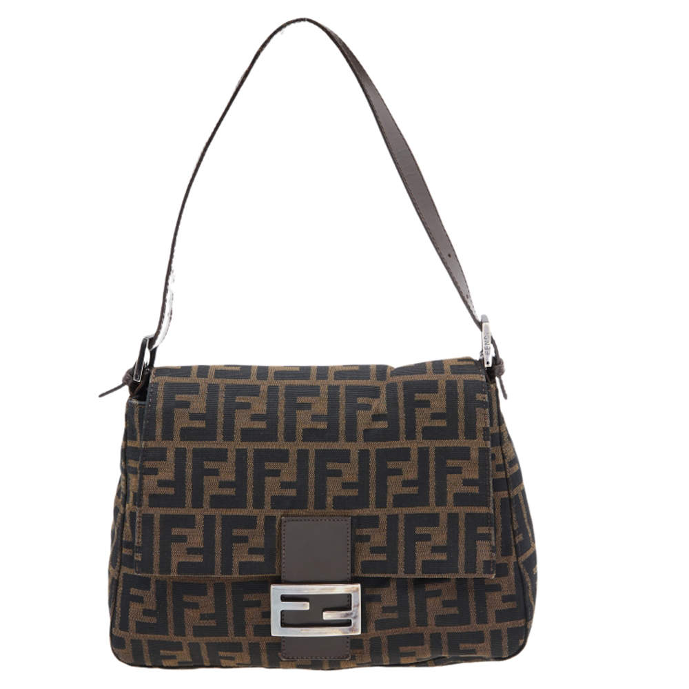 Pre Owned Fendi Brown Tobacco Zucca Mama Baguette