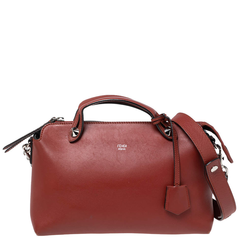Pre Owned Fendi Burnt Red Leather Small By The Way Shoulder Bag