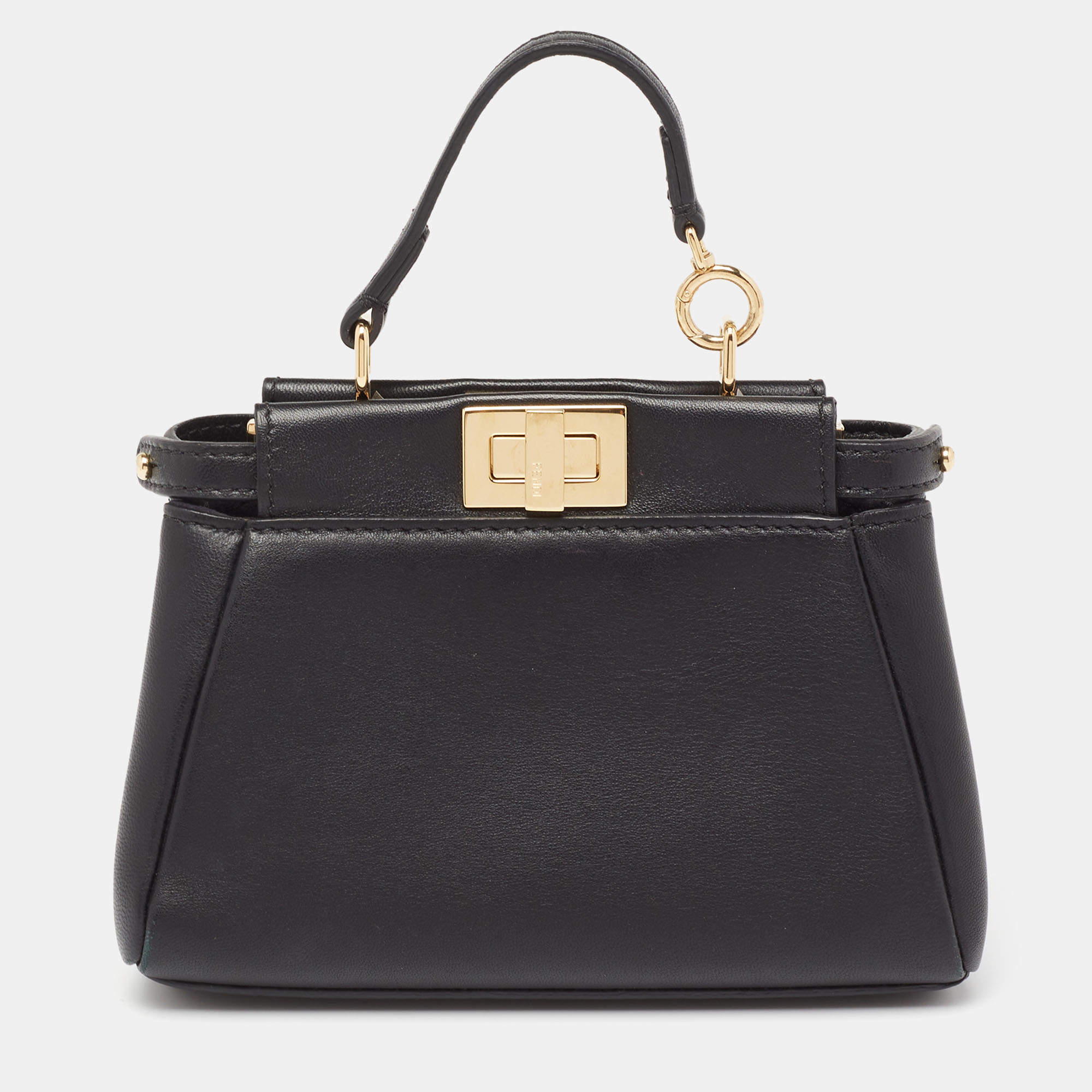 مملوكة مسبقًا Fendi Black Leather Micro Peekaboo Crossbody Bag